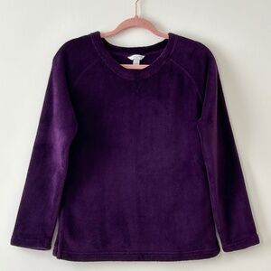 Charter Club Purple Plush Fleece Crewneck Top